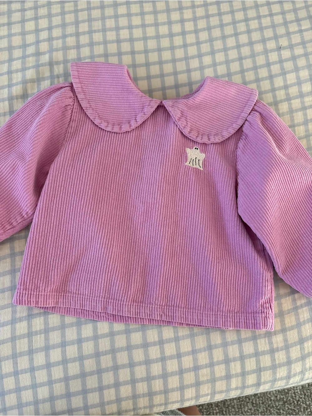 Bobo Choses Pink Corduroy Ghost Top with Collar